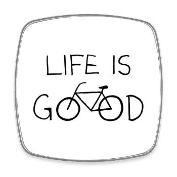 LIFE IS GOOD - Square fridge magnet - white - Front