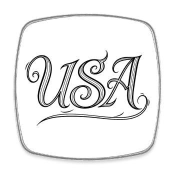 United States - Square fridge magnet - white - Front
