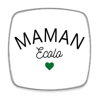 MAMAN ECOLO,Cœur ,Ecologie, Nature,Citation,Phrase - Magnet carré - blanc - Devant