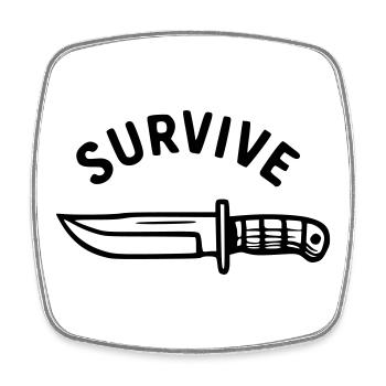 Survive - Knife - Square fridge magnet - white - Front