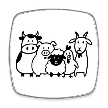 Bauernhof Tiere – Lustiges Farm Cartoon - Viereckiger Kühlschrankmagnet - Weiß - Vorne