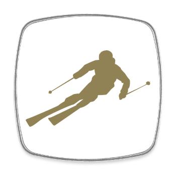 Minimalist Skier Silhouette Winter Sports - Square fridge magnet - white - Front