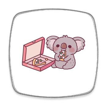 Cute Koala Bear Eating Pizza - Square fridge magnet - white - Front