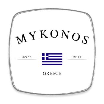 Mykonos Greece – Holiday Souvenir & Gift - Square fridge magnet - white - Front