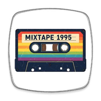 Mixtape 1995 Retro Cassette Rainbow Vibes Musik - Viereckiger Kühlschrankmagnet - Weiß - Vorne
