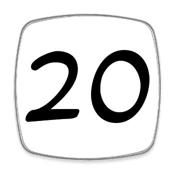 20. 20 ANS. 20e ANNIVERSAIRE. ANNIVERSAIRE 20 ANS. - Magnet carré - blanc - Devant