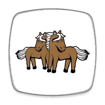 2 Horses Man Woman Lovers Friends Love Team - Square fridge magnet - white - Front
