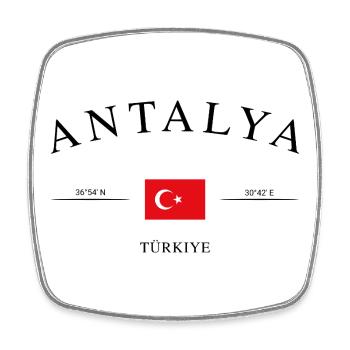 Antalya Türkei – Urlaub Souvenir & Geschenk - Viereckiger Kühlschrankmagnet - Weiß - Vorne