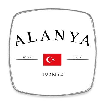 Alanya Türkei – Urlaub Souvenir & Geschenk - Viereckiger Kühlschrankmagnet - Weiß - Vorne
