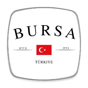 Bursa Türkiye – Holiday Souvenir &amp; Gift - Square fridge magnet - white - Front