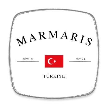Marmaris Türkei – Urlaub Souvenir & Geschenk - Viereckiger Kühlschrankmagnet - Weiß - Vorne