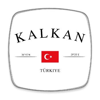 Kalkan Türkei – Urlaub Souvenir & Geschenk - Viereckiger Kühlschrankmagnet - Weiß - Vorne
