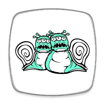 2 escargots monstres extraterrestres Halloween extraterrestres - Magnet carré - blanc - Devant