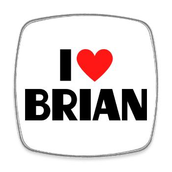 I love Brian Rotes Herz Liebe Fan Geschenk - Viereckiger Kühlschrankmagnet - Weiß - Vorne