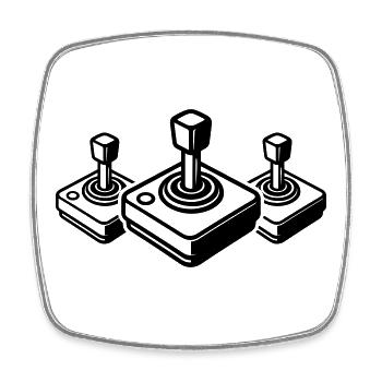 Rétro Joypad Joystick Gamer - Magnet carré - blanc - Devant