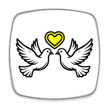 Mariage Colombe Couple Couple Coeur - Magnet carré - blanc - Devant