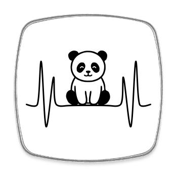 Panda Herzschlag Linienmotiv - Viereckiger Kühlschrankmagnet - Weiß - Vorne