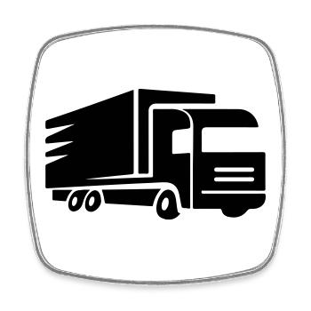 Symbole de camion camionneur - Magnet carré - blanc - Devant