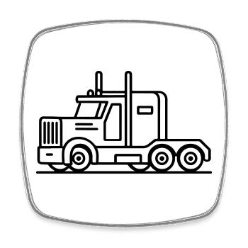 Icône du camion camionneur - Magnet carré - blanc - Devant