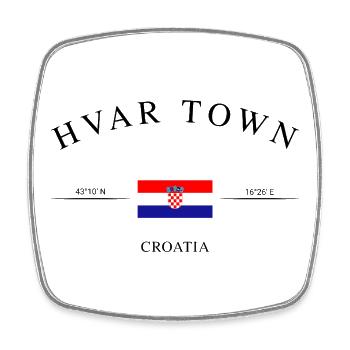 Hvar Town Croatia – Holiday Souvenir & Gift - Square fridge magnet - white - Front