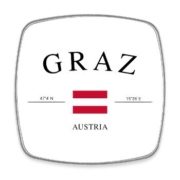 Graz Austria – Holiday Souvenir &amp; Gift - Square fridge magnet - white - Front