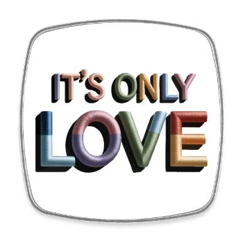 Lettres d'amour brodées colorées - Magnet carré - blanc - Devant