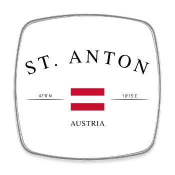 St. Anton Austria – Holiday Souvenir &amp; Gift - Square fridge magnet - white - Front