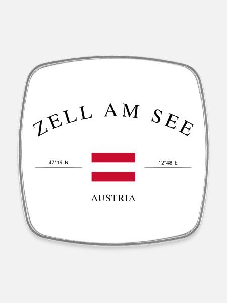 Zell am See Österreich – Urlaub Souvenir Geschenk - Firkantet køleskabsmagnet - hvid