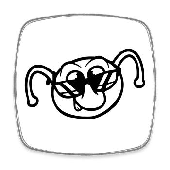 Lunettes de soleil Caterpillar, sourire cool, effronté, amusant, bande dessinée - Magnet carré - blanc - Devant