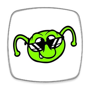 Raupe Sonnenbrille Cool Lächeln Frech Spaß Comic - Viereckiger Kühlschrankmagnet - Weiß - Vorne