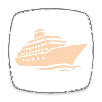 Minimalistische Kreuzfahrtschiff Silhouette Urlaub - Viereckiger Kühlschrankmagnet - Weiß - Vorne