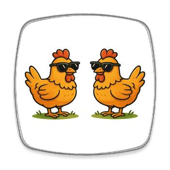 Poulets avec lunettes de soleil - Magnet carré - blanc - Devant