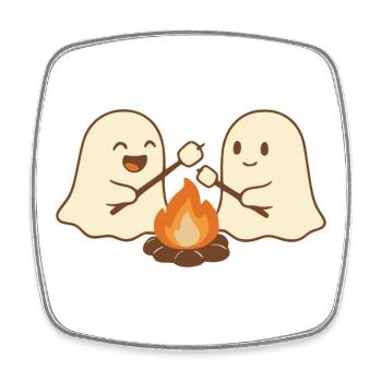 Camp de feu fantôme Halloween - Magnet carré - blanc - Devant
