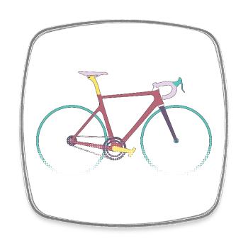 Chemise de vélo de route vintage – Motif de vélo rétro - Magnet carré - blanc - Devant
