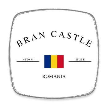 Château de Bran, Roumanie – Souvenir et cadeau de vacances - Magnet carré - blanc - Devant