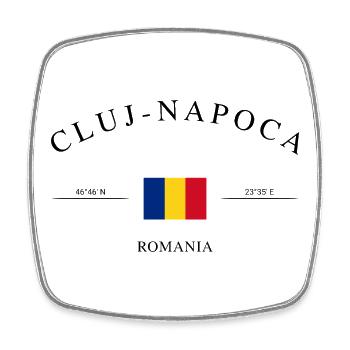 Cluj-Napoca Rumänien – Urlaub Souvenir & Geschenk - Viereckiger Kühlschrankmagnet - Weiß - Vorne