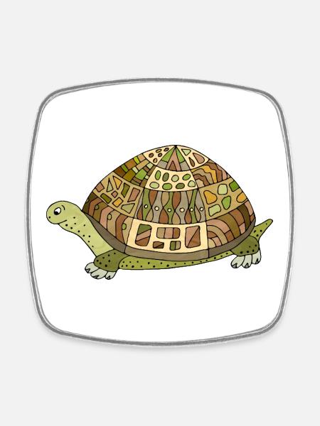 tortue - Magnet carré - blanc