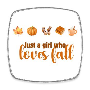 Herbstliebendes Mädchen Design, Fall Vibes - Viereckiger Kühlschrankmagnet - Weiß - Vorne