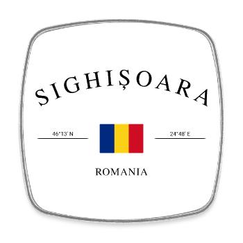 Sighișoara, Roumanie – Souvenir et cadeau de vacances - Magnet carré - blanc - Devant