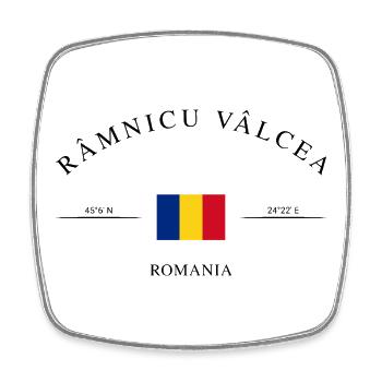 Râmnicu Vâlcea Romania – Holiday Souvenir Gift - Square fridge magnet - white - Front