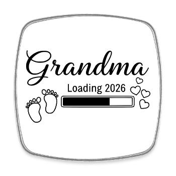 Grandma Loading 2026 - Viereckiger Kühlschrankmagnet - Weiß - Vorne