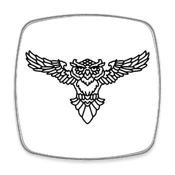 Eule Tribal Tattoo – mystisches Eulenmotiv - Viereckiger Kühlschrankmagnet - Weiß - Vorne