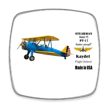 Bleu Vintage Machine Jaune Détails - Magnet carré - blanc - Devant