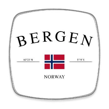 Bergen Norway – Holiday Souvenir & Gift - Square fridge magnet - white - Front