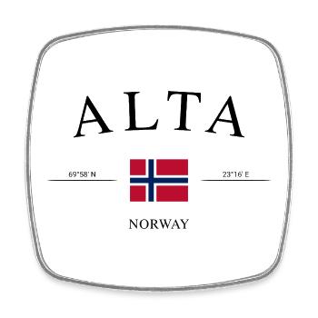 Alta Norway – Souvenir et cadeau des Fêtes - Magnet carré - blanc - Devant