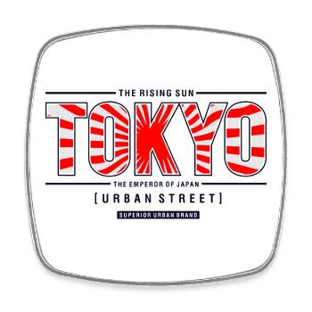 Tokyo Rising Sun Urban Street - Square fridge magnet - white - Front
