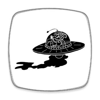 Vaisseau spatial extraterrestre (noir) - Magnet carré - blanc - Devant