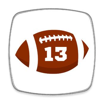 Number 13 rugby - 13th anniversary rugby - Square fridge magnet - white - Front