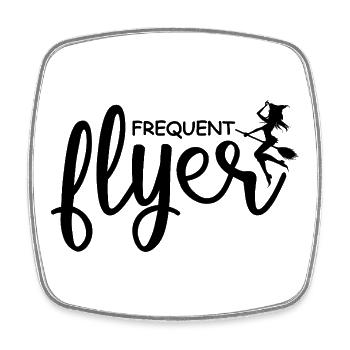 Frequent Flyer Witch Halloween Funny Tee - Square fridge magnet - white - Front