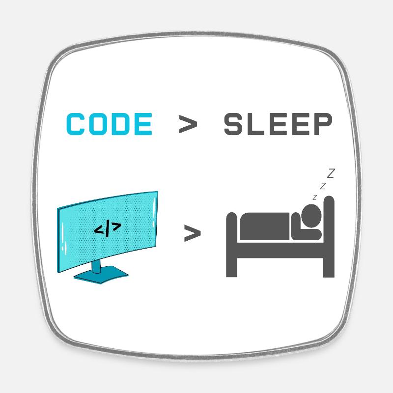 Code vs Veille : codeur en mode veille - Magnet carré - blanc